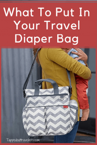 Travel Diaper Bag Essentials That You Need To Save Your Sanity. Packing a diaper bag is serious business! Here's a complete list of all the things you need! A great check list for moms-to-be! #diaperbag #babychangingbag #nappybag #mumbag #travelwithkids #familytravel